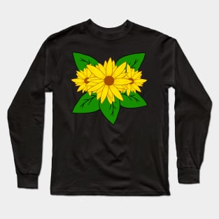 sunflower pattern yellow blooming flower blossom Long Sleeve T-Shirt